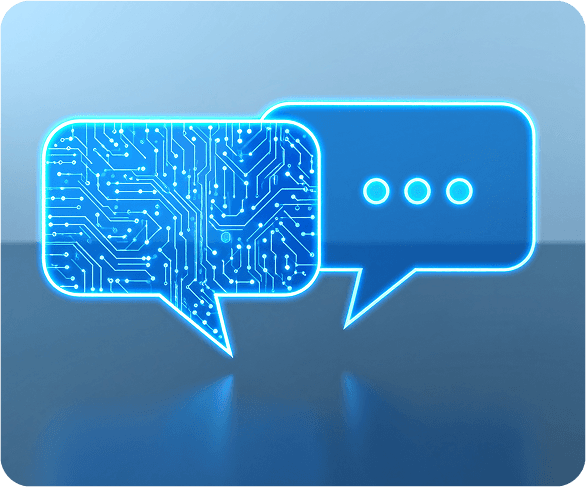 Explainable AI concept with speech bubbles and digital brain illustration