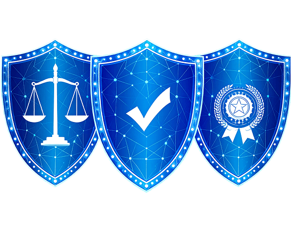 Responsible AI concept with shield icons representing protection and trust